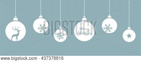 Merry Christmas Card With Hanging Ball Decoratoin