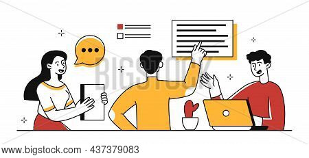 Gathering Data Concept. Employees Check Documents At Work. Folders, Information, Workflow. Together 