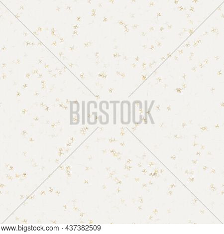 Handmade White Gold Metallic Rice Sprinkles Paper Texture. Seamless Washi Blur Sheet Background. Spa