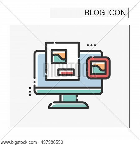Blog Magazine Color Icon. Storytelling Blog. Online Book Store. Book Review. Thematic Internet Commu