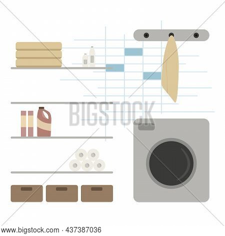 Bathroom Interior In A Minimalist Style, Without Background