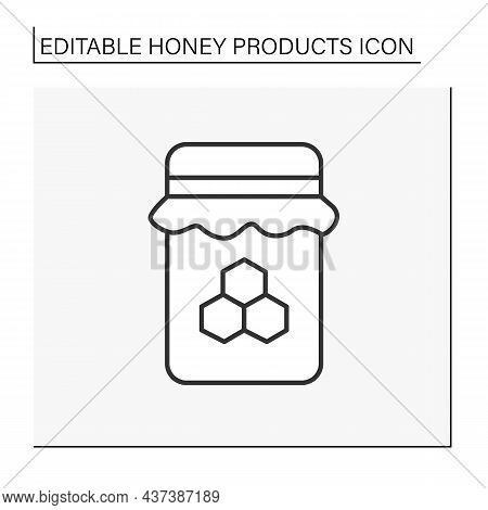 Organic Mead Line Icon. Tasty Sweet Dessert In A Glass Jar. Delicious Organic Healthy Nectar. Sweet 