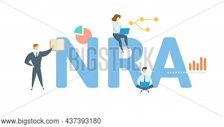 Nra, Normal Retirement Age. Concept With Keyword, People And Icons. Flat Vector Illustration. Isolat