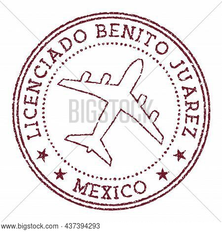 Licenciado Benito Juarez Mexico Stamp. Airport Of Mexico City Round Logo. Vector Illustration.