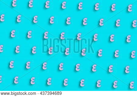 Epsilon Sign. Epsilon Letter, Greek Alphabet Symbol, Turquoise Blue Minimalist Background