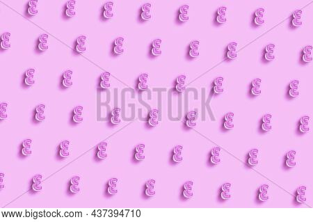 Epsilon Sign. Epsilon Letter, Greek Alphabet Symbol, Pink Minimal Background
