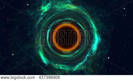Supernova Explosion With 3d Render Sucking Matter Into Infinite Space. Gravitational Apocalypse With