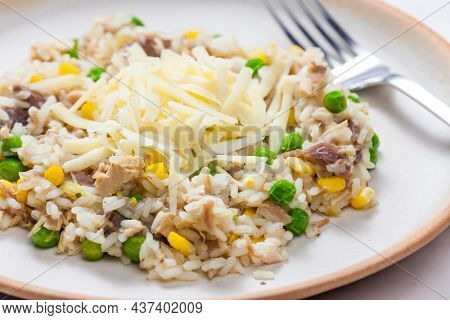 Czech style risotto with corn and green peas