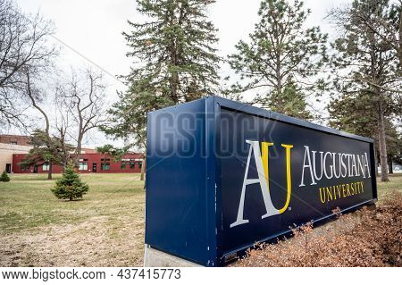 Sioux Falls, South Dakota, Usa - 7.2021: Entrance Sign To Augustana University, A Private Lutheran C