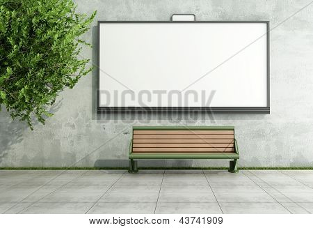 Tezgah ile Grunge duvarındaki sokak Bilboard reklam