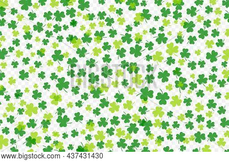 Shamrock Or Green Clover Leaves Pattern Background Flat Design Vector Illustration Isolated On White