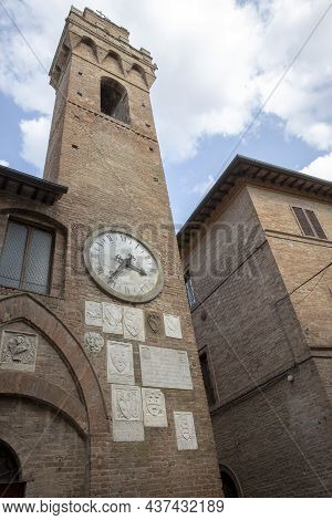 Buonconvento (si), Italy - August 01, 2021: Municipal Building Buonconvento, Tuscany, Italy.
