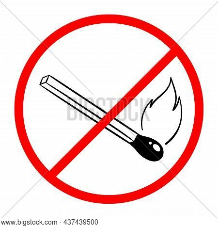 Safety Match Icon No Fire. A Match With Coal. Vector Black And White Illustration In Doodle Outline 