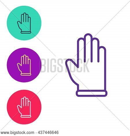 Set Line Rubber Gloves Icon Isolated On White Background. Latex Hand Protection Sign. Housework Clea