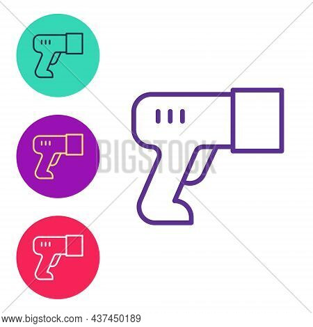 Set Line Scanner Scanning Bar Code Icon Isolated On White Background. Barcode Label Sticker. Identif
