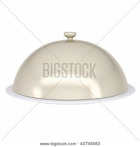Plato de la bandeja de cerámica brillante con una cubierta sobre él