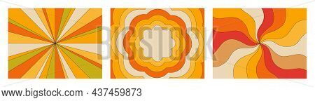 Set Of Retro Backgrounds Of The 70s. Abstract Vintage Backgrounds. Vector Illustration In A Simple L