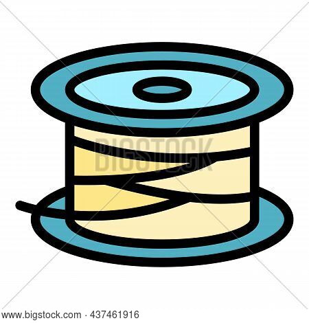 Reel Line Spool Icon. Outline Reel Line Spool Vector Icon Color Flat Isolated