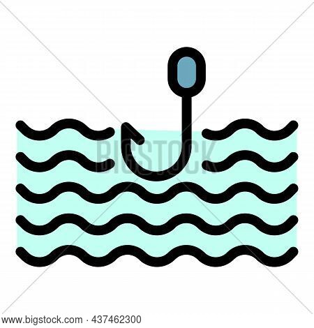 Fish Sharp Bait Icon. Outline Fish Sharp Bait Vector Icon Color Flat Isolated