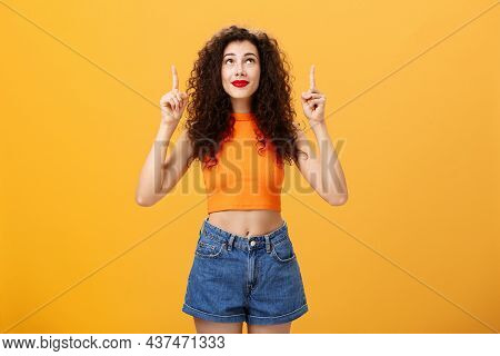 Woman Wishing On Shooting Start Believing In Miracle Looking And Pointing Hopefully Up Dreaming And 