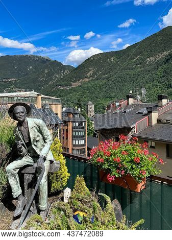 Andorra, Andorra De Vella, June 2021. Beautiful View Of Andorra La Vella, Capital Of Andorra. Summer
