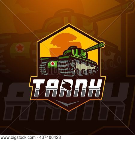 Tank Esport Mascot Logo Design Illustration Vector