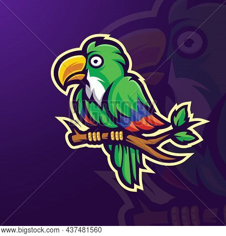 Parrot Mascot Logo Design Vector With Modern Illustration Concept Style For Badge, Emblem And T Shir