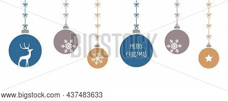 Merry Christmas Card With Hanging Ball Decoratoin