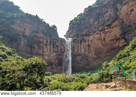 Tutlabhavani Waterfall And Natural Landscape At Rohtas Bihar India.