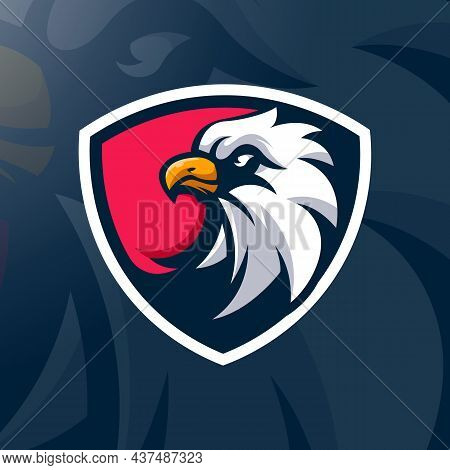 Eagle Logo Design Illustration In Shield For Sports And Gaming Team
