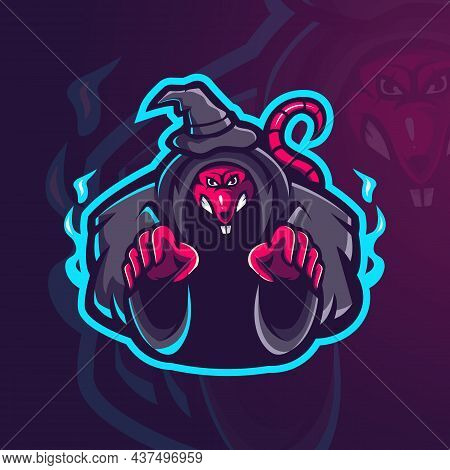 Witch Mouse Mascot Logo Design Vector With Modern Illustration Concept Style For Badge, Emblem And T