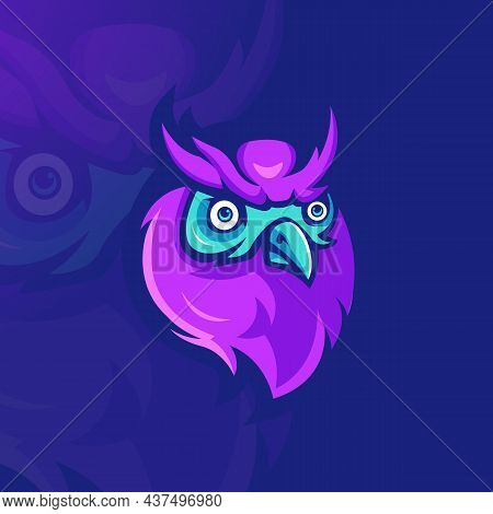 Purple Owl Mascot Logo Design Illustration Vector