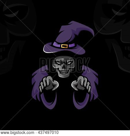 Dead Witch Mascot Logo Design Illustration Vector