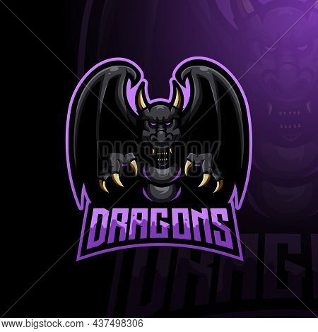 Angry Dragon  Mascot Logo Design For Sport, Gaming, Team, And T-shirt