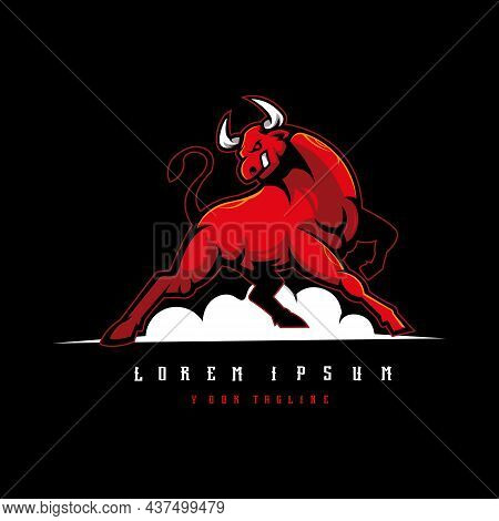 Red Bull Mascot Logo Design Illustration Vector