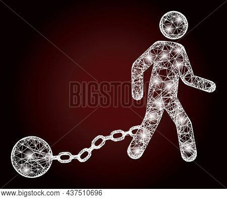 Constellation Net Slave Iron With Glowing Spots On A Dark Red Gradiented Background. Vector Frame Ba