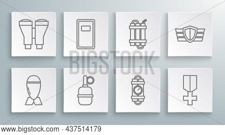 Set Line Aviation Bomb, Police Assault Shield, Hand Grenade, Detonate Dynamite Stick Timer Clock, Mi