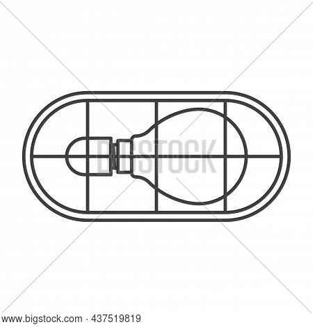Light Bulb Icon In The Plafond. Simple Linear Image. Isolated Vector On Pure White Background.