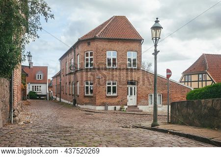 Viborg, Denmark, August 2018: Strange Two-story Houses With In Denmark