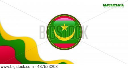 Mauritania Circle Flag With Simple Paper Cut Background. Mauritania Independence Day Template Design