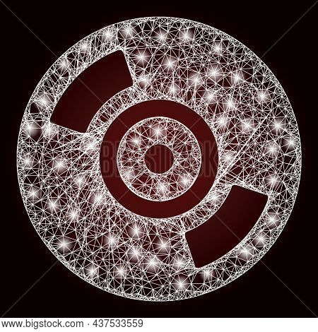 Illuminated Network Cd Disc With Lightspots On A Dark Red Gradiented Background. Vector Carcass Base