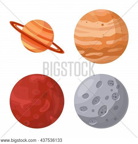 Isolated Object Of Planet And System Symbol. Set Of Planet And Space Stock Vector Illustration.