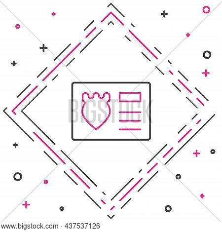 Line Police Badge With Id Case Icon Isolated On White Background. Colorful Outline Concept. Vector