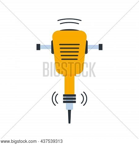 Jackhammer Drill Icon. Hammer Sidewalk Demolition Repair Web Breaker Tool Vector Vibration