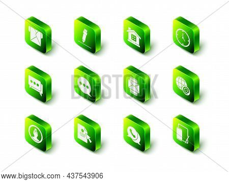 Set Pencil With Eraser, House, Clock, Earth Globe Mail, Phone And Graphic Tablet, Mobile Envelope, T
