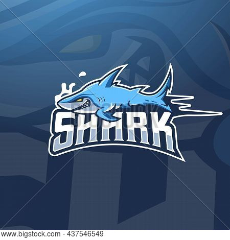 Shark Mascot Logo Design Vector With Modern Illustration Concept Style For Badge, Emblem And T-shirt