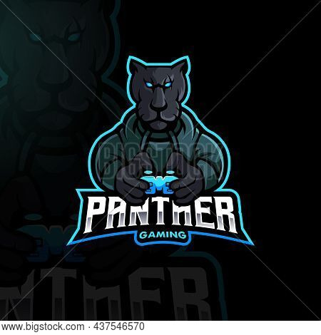 Panther Gamer Mascot Logo Design Illustration Vector