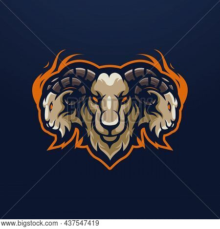 Goat Mascot Logo Design Vector With Modern Illustration Concept Style For Badge, Emblem And T-shirt 