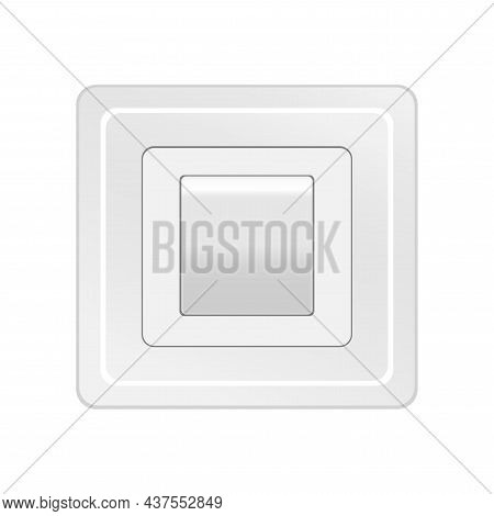 Isolated Wall Switch. Lamp Light. Electric Power. Plastic Home Element. Flat Button. Vector Illustra