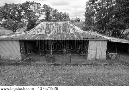 A Rusting Old Shed Filled With Vintage Objects From Yesteryear